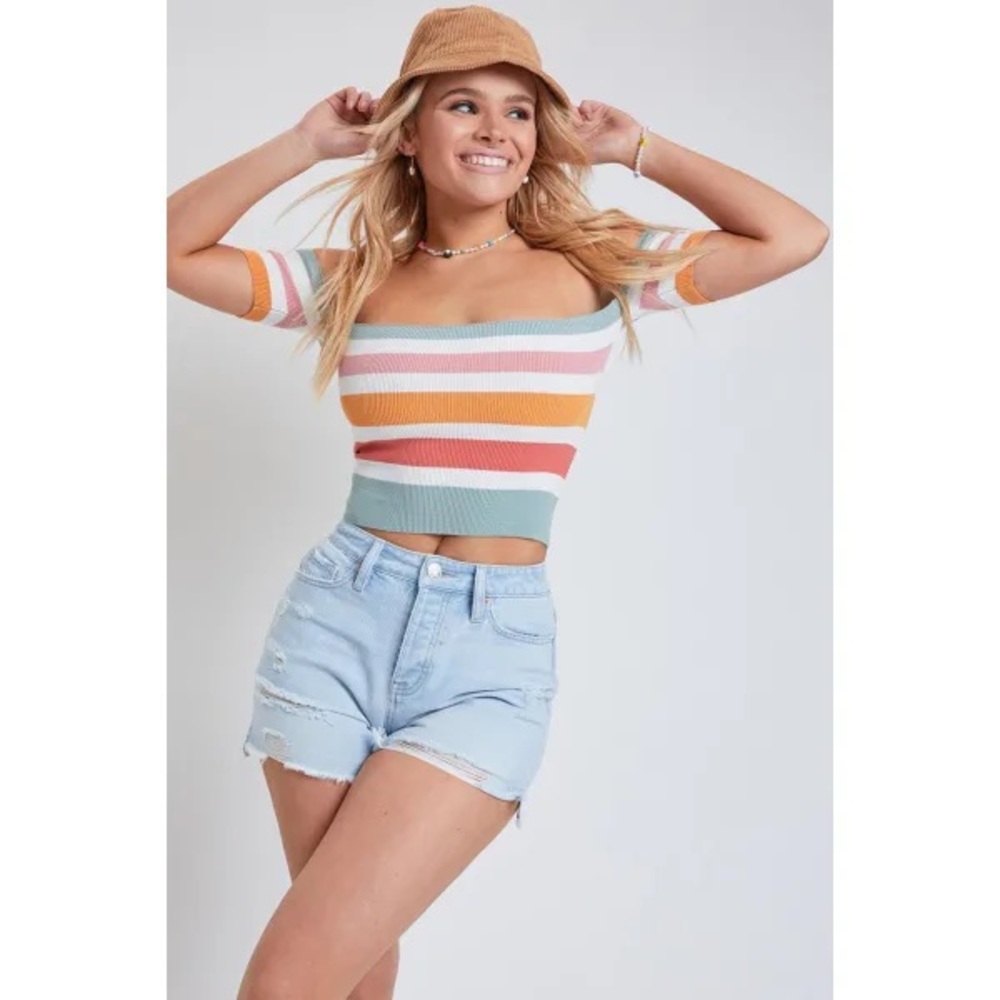NWT Mom Fit Distressed Denim Jean Shorts Size 7/28 - Picture 7 of 10